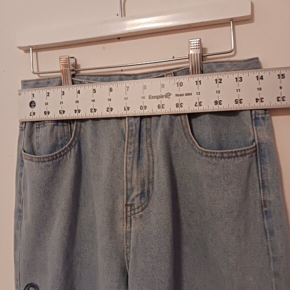 Dazy Wide Leg High Rise Jeans W/ Stitched Ribbons On Sides LRG (14 1/4 " Waist) - Picture 11 of 15